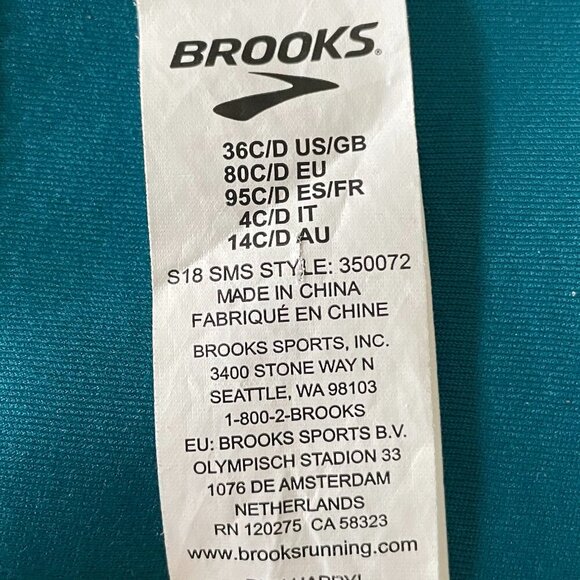 Brooks FINEFORM Sports Bra Style 350078 Teal Green Blue White Black Sz 36 C/D - Picture 9 of 12